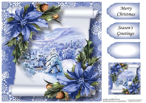 Christmas Parchment Scroll 3 8x8