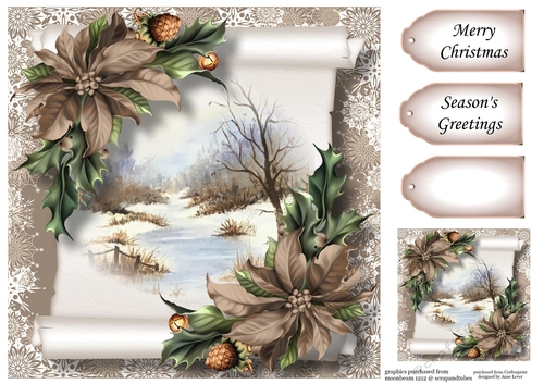 Christmas Parchment Scroll 6 8x8