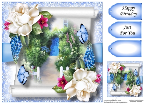 Floral Parchment Scroll 4 8x8