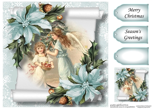 Vintage Christmas Parchment Scroll 3 8x8
