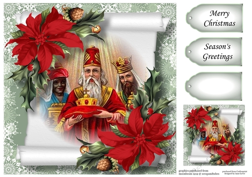 Vintage Christmas Parchment Scroll 1 8x8