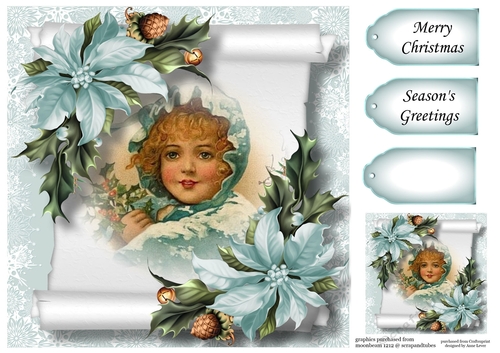 Vintage Christmas Parchment Scroll 6 8x8