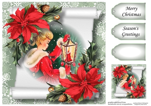 Vintage Christmas Parchment Scroll 8 8x8