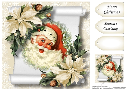Vintage Christmas Parchment Scroll 7 8x8