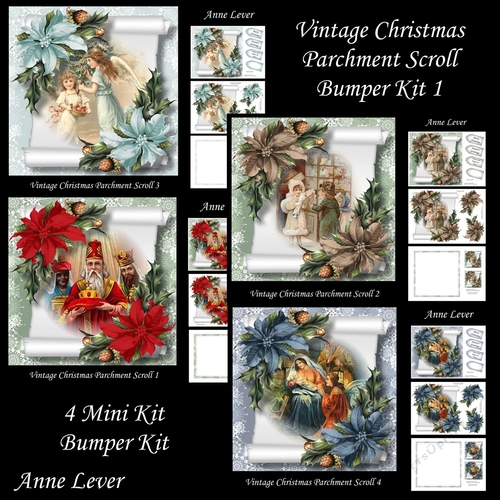Vintage Christmas Parchment Scroll Bumper Kit 1