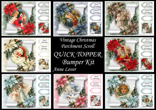 Vintage Christmas Parchment Scroll QUICK TOPPER Bumper Kit