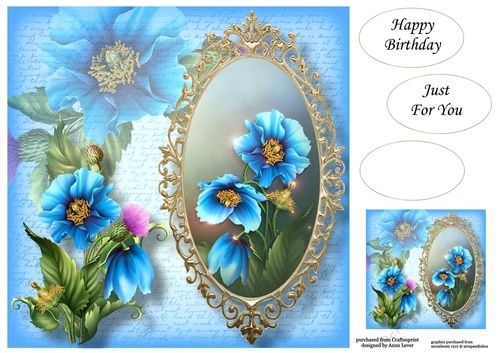 The Framed Blue Poppies 8x8