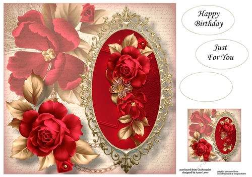 The Framed Royale Roses 8x8