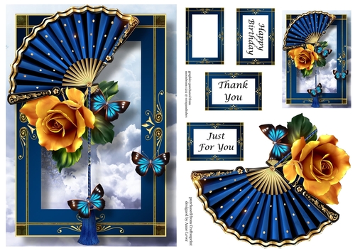 Floral Fan Yellow Roses A5