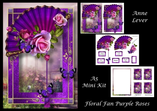 Floral Fan Purple Roses