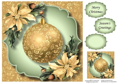 The Gold Floral Bauble 4 8x8