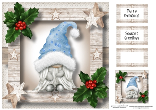 The Christmas Hat Gnome - Blue Female 8x8