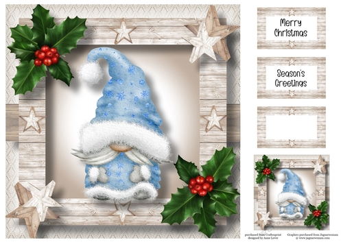 The Christmas Hat Gnome - Blue Male 8x8