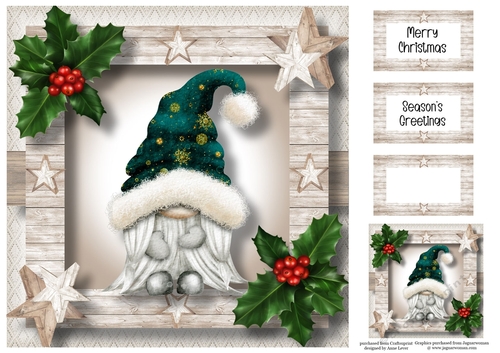 The Christmas Hat Gnome - Green Female 8x8