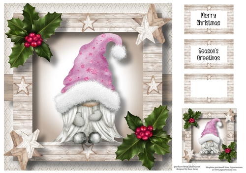 The Christmas Hat Gnome - Pink Female 8x8