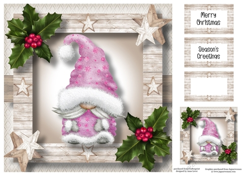 The Christmas Hat Gnome - Pink Male 8x8
