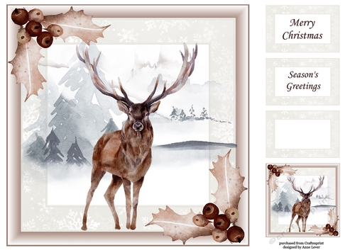 Sepia Christmas Winter Stag 8x8