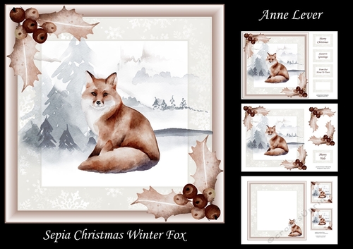 Sepia Christmas Winter Fox