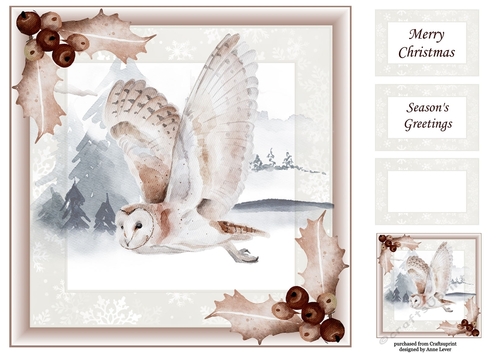 Sepia Christmas Winter Owl 8x8