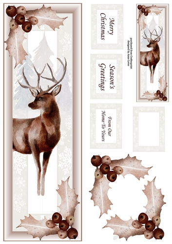 Sepia Christmas Stag Lge DL