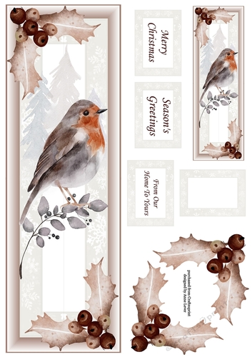 Sepia Christmas Robin Lge DL