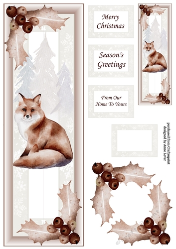 Sepia Christmas Fox Lge DL