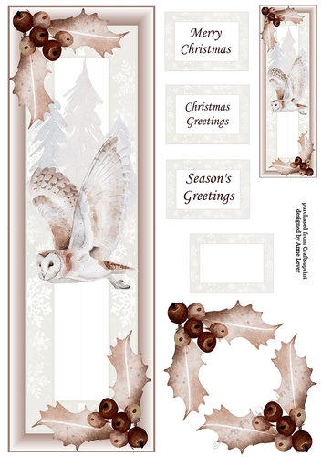 Sepia Christmas Owl Lge DL