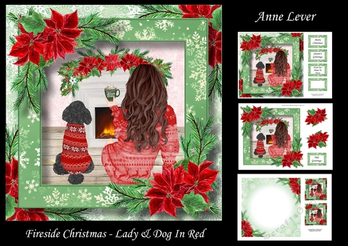 Fireside Christmas - Lady & Dog In Red