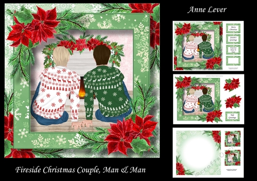 Fireside Christmas Couple - Man & Man