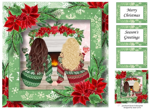Fireside Christmas Couple - Woman & Woman 8x8