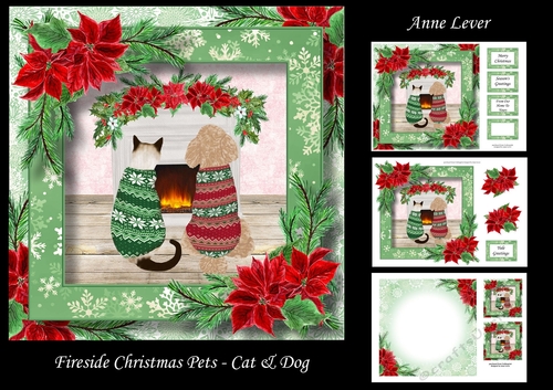 Fireside Christmas Pets - Cat & Dog 