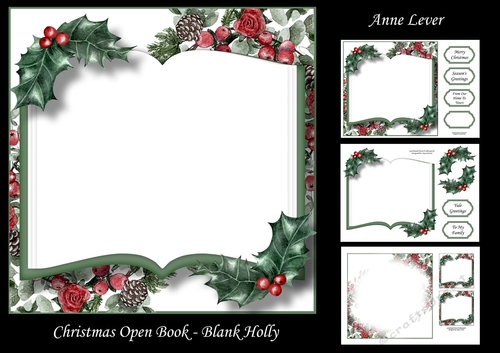 Christmas Open Book - Blank Holly