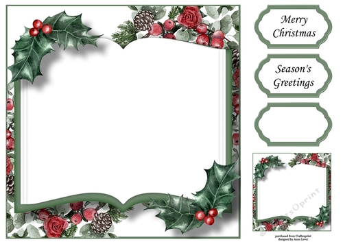 Christmas Open Book - Blank Holly 8x8
