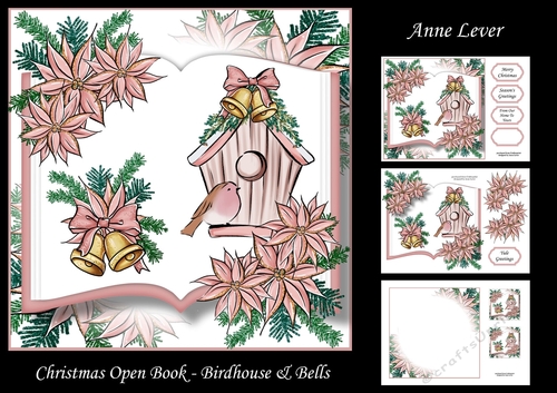 Christmas Open Book - Birdhouse & Bells