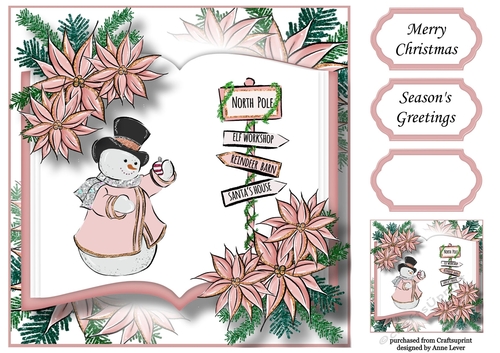 Christmas Open Book - Snowman At The North Pole 8x8