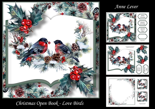 Christmas Open Book - Love Birds