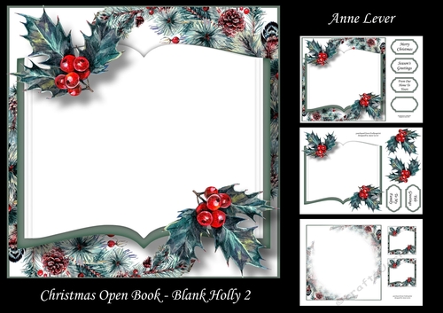 Christmas Open Book - Blank Holly 2
