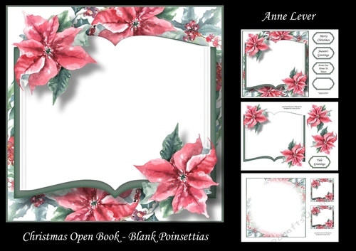 Christmas Open Book - Blank Poinsettias