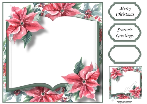 Christmas Open Book - Blank Poinsettias 8x8