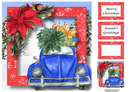 The Christmas Car - Blue 1 8x8