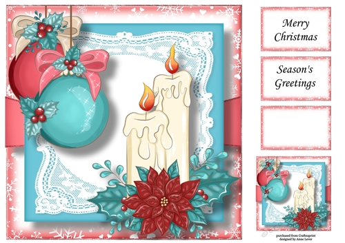 Teal & Pink Christmas - Candles 8x8