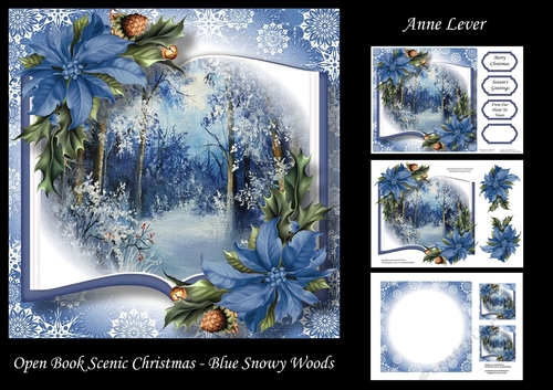 Open Book Scenic Christmas - Blue Snowy Woods