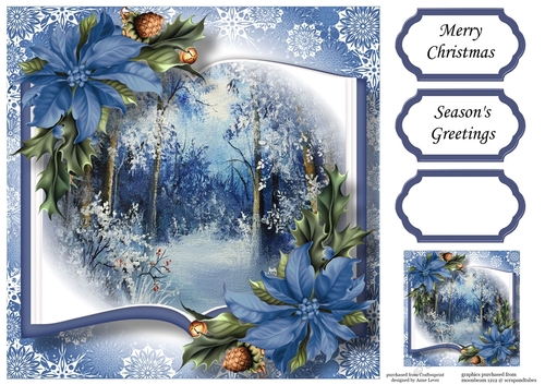 Open Book Scenic Christmas - Blue Snowy Woods 8x8