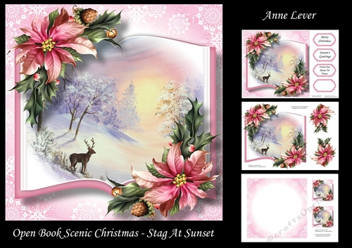 Open Book Scenic Christmas - Stag At Sunset