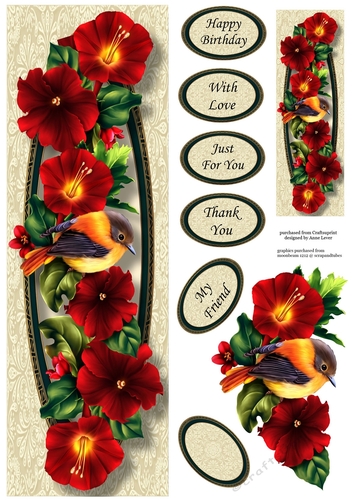 Tall Rich Red Flowers Lge DL