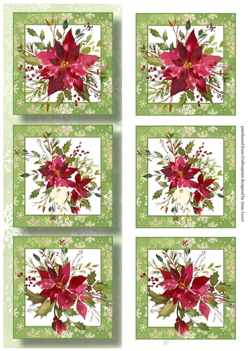 Lge DL Christmas Trio - Scarlet Poinsettias