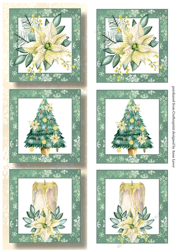 Lge DL Christmas Trio - Cream poinsettias