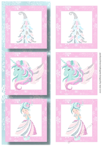 Lge DL Christmas Trio - Glitter Unicorn