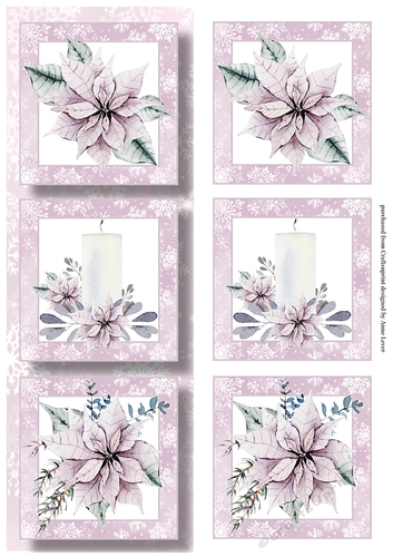 Lge DL Christmas Trio - Muted Poinsettias