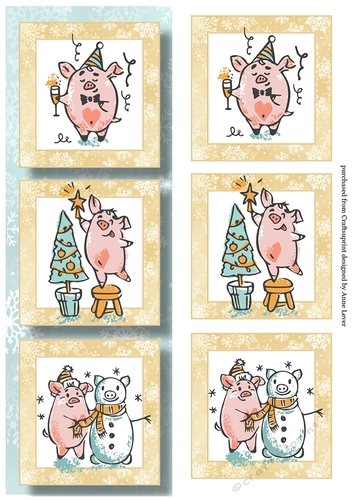 Lge DL Christmas Trio - Happy Piggin Christmas